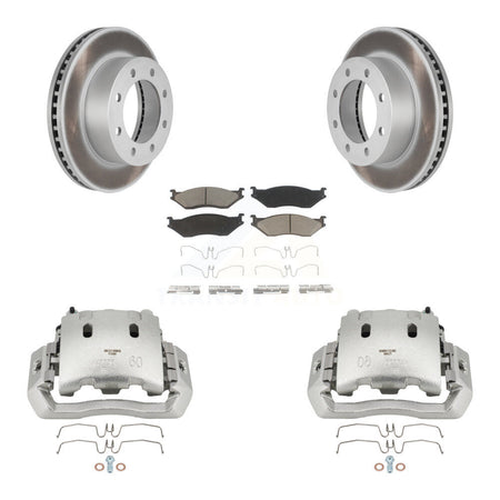 Front Disc Brake Caliper Coated Rotors And Ceramic Pads Kit For Ford F-450 Super Duty KCG-100580C