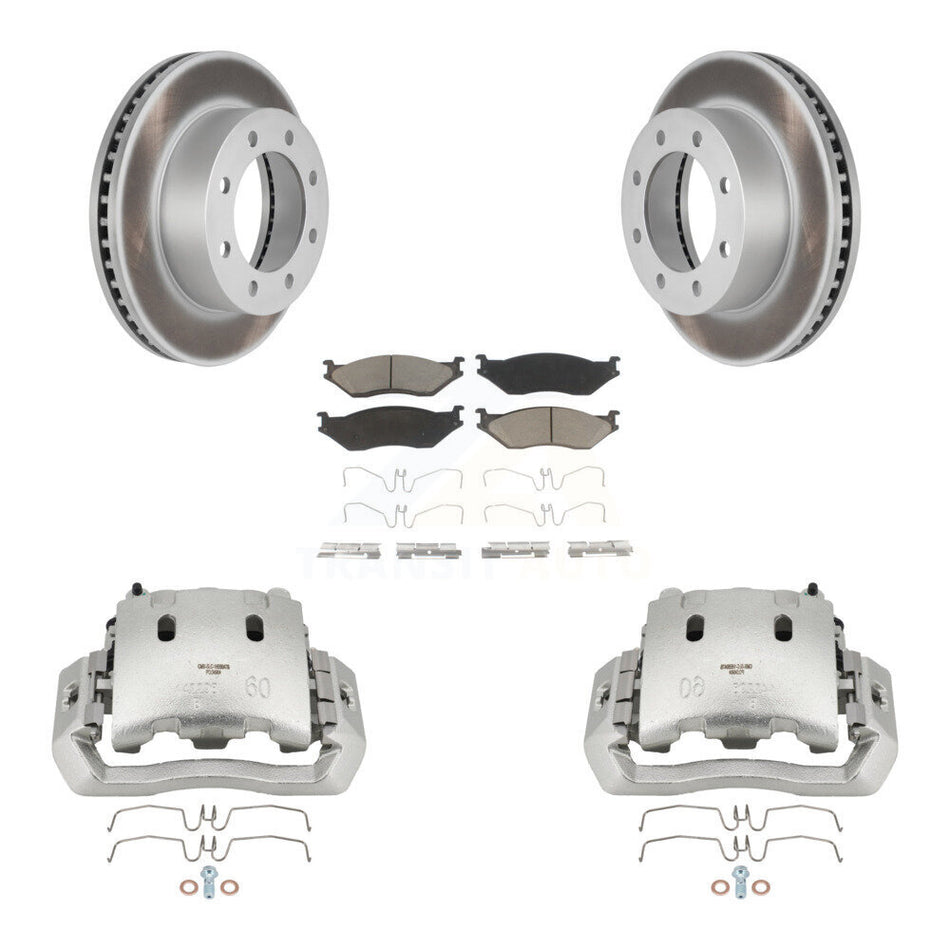 Front Disc Brake Caliper Coated Rotors And Ceramic Pads Kit For Ford F-450 Super Duty KCG-100580C