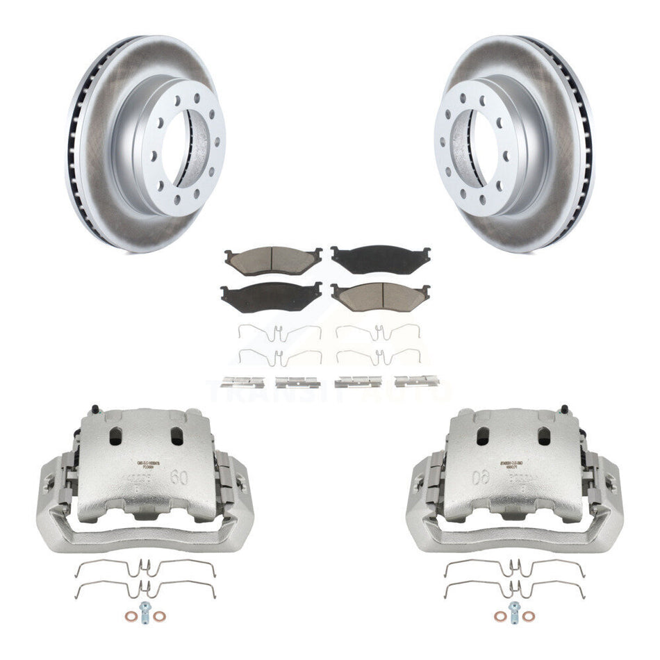 Front Brake Caliper Coat Rotor And Ceramic Pad Kit For Ford F-450 Super Duty F-550 CF500 KCG-100581C