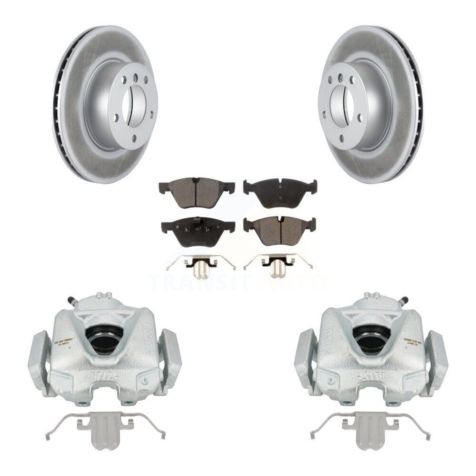 Front Disc Brake Caliper Coated Rotors And Ceramic Pads Kit For BMW 323i KCG-100581T