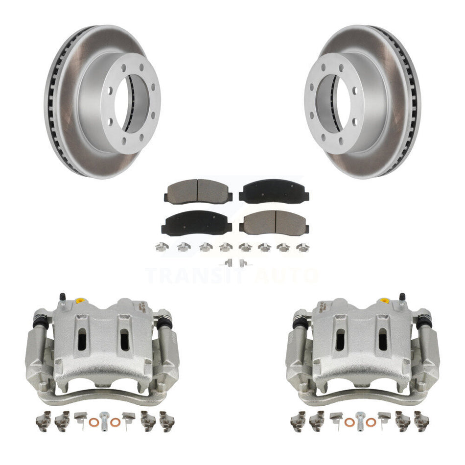 Front Disc Brake Caliper Coat Rotors And Ceramic Pad Kit For Ford F-250 Super Duty F-350 KCG-100582C