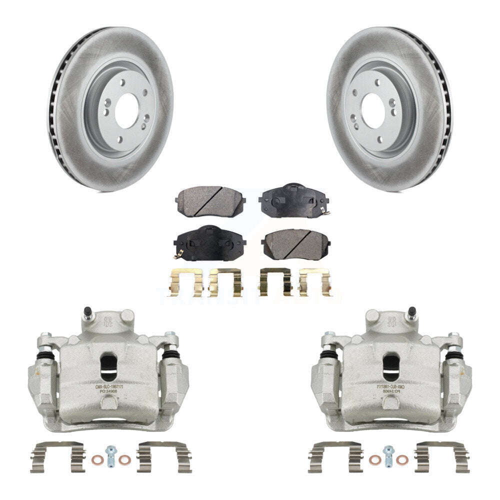 Front Disc Brake Caliper Coated Rotors And Semi-Metallic Pads Kit For Hyundai Sonata KCG-100582P