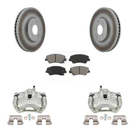 Front Disc Brake Caliper Coated Rotors And Semi-Metallic Pads Kit For Kia Forte KCG-100584S