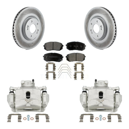 Front Disc Brake Caliper Coat Rotors Semi-Metallic Pad Kit For Hyundai Sonata Kia Optima KCG-100587P