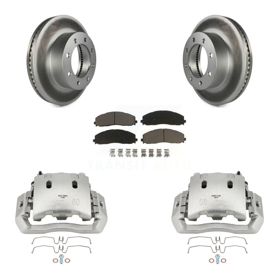 Front Disc Brake Caliper Coated Rotors And Ceramic Pads Kit For Ford F-450 Super Duty KCG-100588C