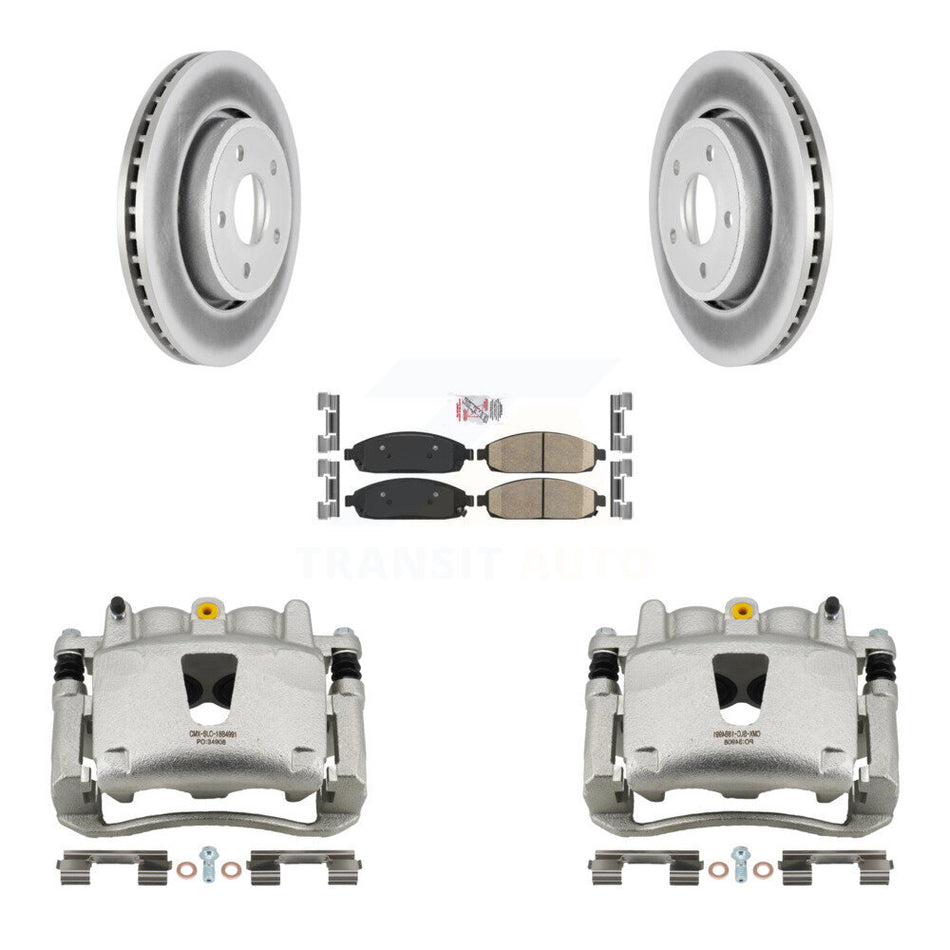 Front Disc Brake Caliper Coat Rotors & Ceramic Pad Kit For Jeep Grand Cherokee Commander KCG-100588N