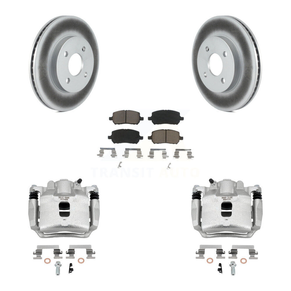 Front Brake Caliper Coat Rotor & Ceramic Pad Kit For Saturn Ion Chevrolet Cobalt Pontiac KCG-100590C