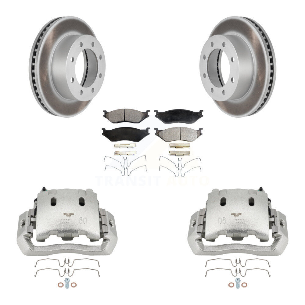 Front Disc Brake Caliper Coated Rotors And Ceramic Pads Kit For Ford F-450 Super Duty KCG-100591T
