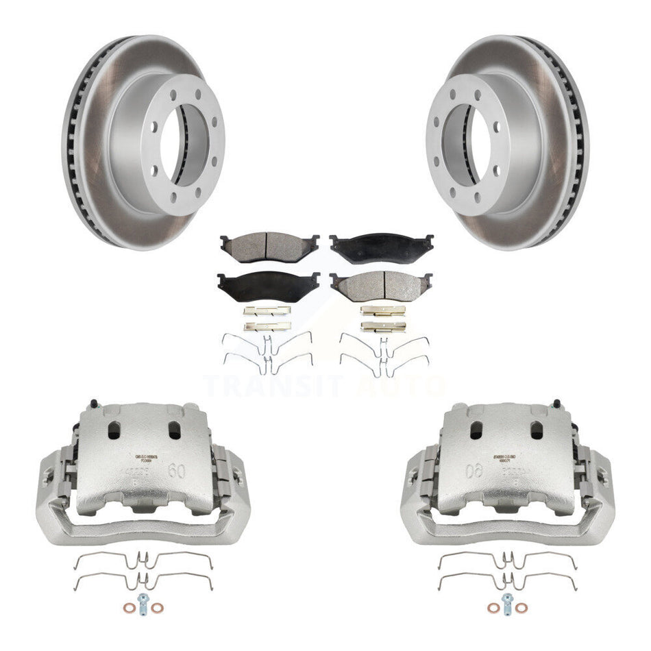 Front Disc Brake Caliper Coated Rotors And Ceramic Pads Kit For Ford F-450 Super Duty KCG-100591T