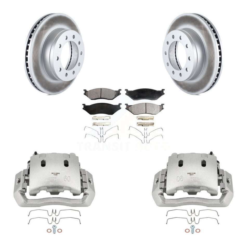 Front Brake Caliper Coat Rotor And Ceramic Pad Kit For Ford F-450 Super Duty F-550 CF500 KCG-100592T