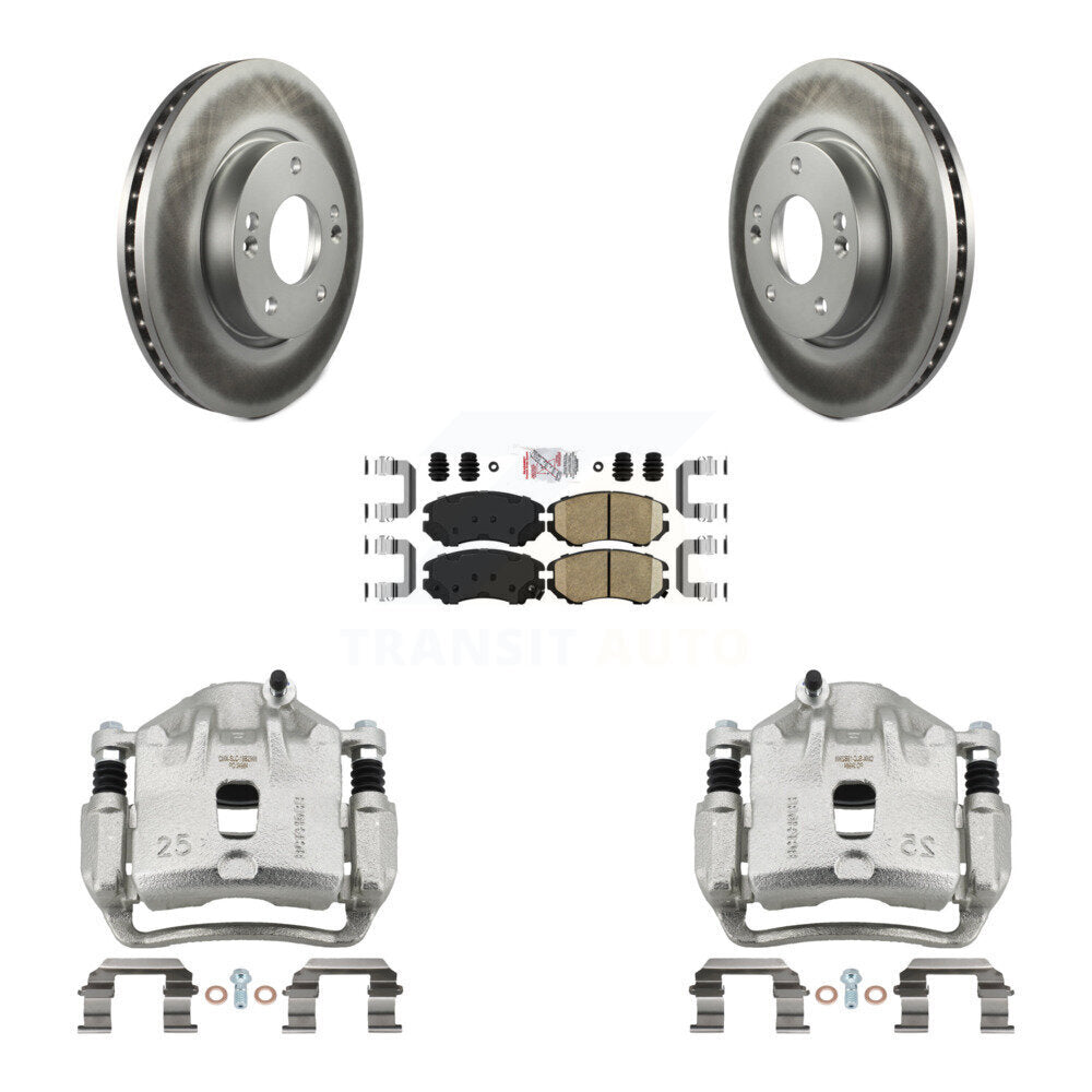 Front Disc Brake Caliper Coated Rotors And Ceramic Pads Kit For 2012-2013 Kia Soul KCG-100593N