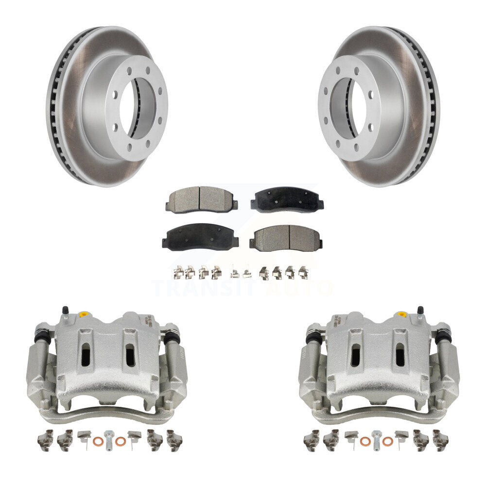 Front Disc Brake Caliper Coat Rotors And Ceramic Pad Kit For Ford F-250 Super Duty F-350 KCG-100593T