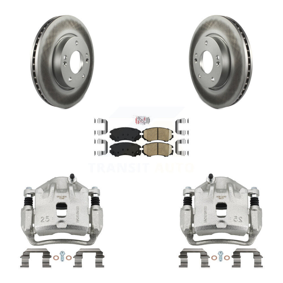 Front Disc Brake Caliper Coated Rotors And Ceramic Pads Kit For 2012-2013 Kia Soul KCG-100594N