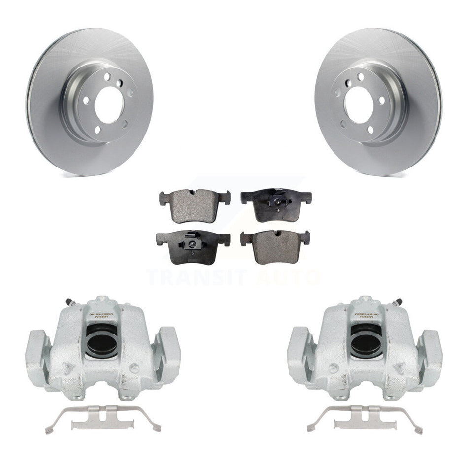 Front Disc Brake Caliper Coated Rotors And Semi-Metallic Pads Kit For BMW 330e KCG-100595P