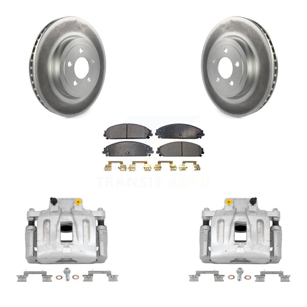 Front Disc Brake Caliper Coat Rotor Semi-Metallic Pad Kit For Chrysler 300 Dodge Charger KCG-100596P