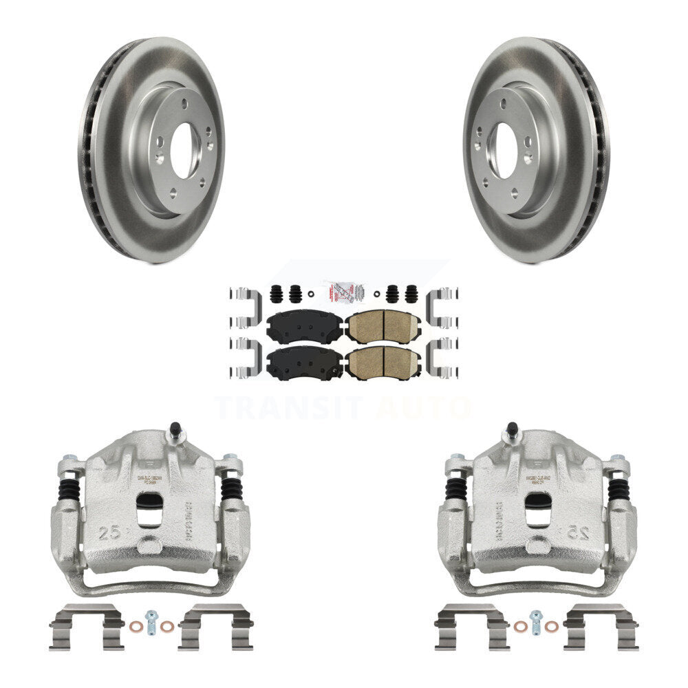 Front Disc Brake Caliper Coated Rotors And Ceramic Pads Kit For 2010-2011 Kia Soul 2.0L KCG-100597N