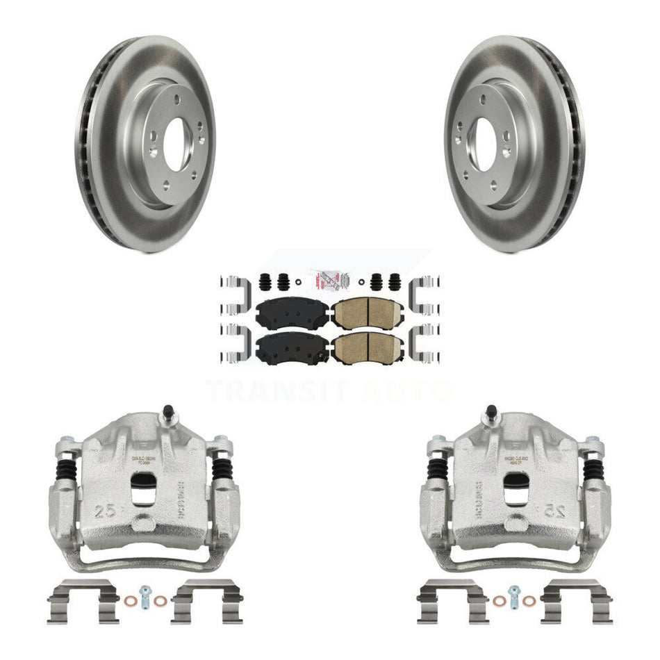 Front Disc Brake Caliper Coated Rotors And Ceramic Pads Kit For 2010-2011 Kia Soul 2.0L KCG-100597N