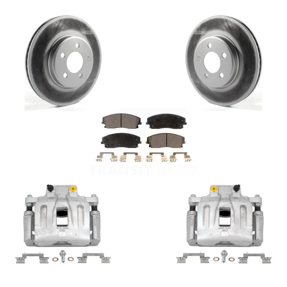 Front Disc Brake Caliper Coat Rotor Semi-Metallic Pad Kit For Chrysler 300 Dodge Charger KCG-100597P