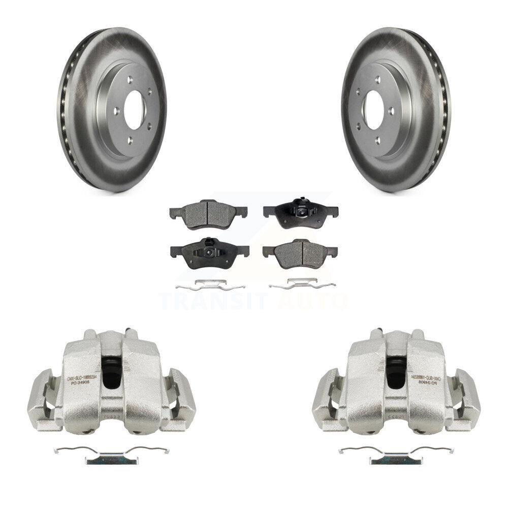 Front Disc Brake Caliper Coated Rotors And Ceramic Pad Kit For Ford Escape Mazda Tribute KCG-100597T