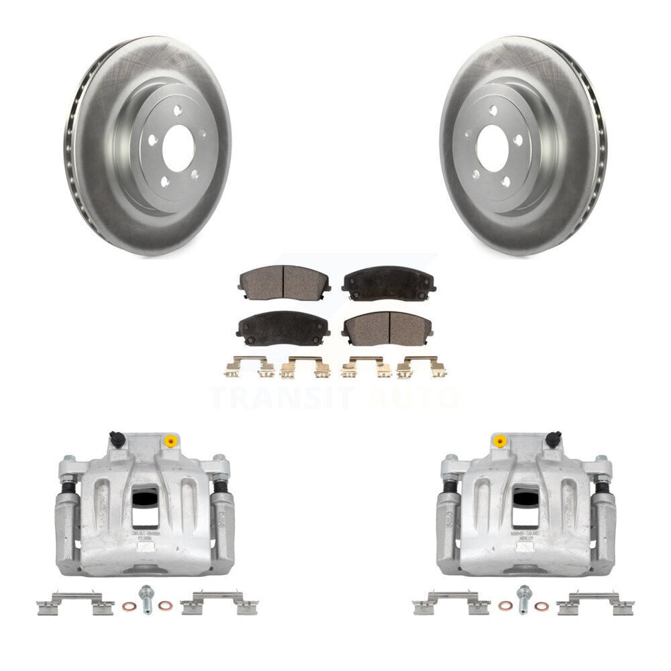 Front Disc Brake Caliper Coated Rotors And Semi-Metallic Pads Kit For Dodge Charger KCG-100598P