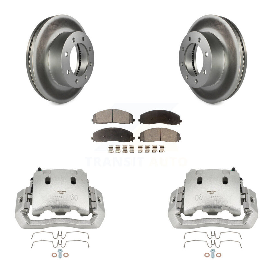 Front Disc Brake Caliper Coated Rotors And Ceramic Pads Kit For Ford F-450 Super Duty KCG-100599T