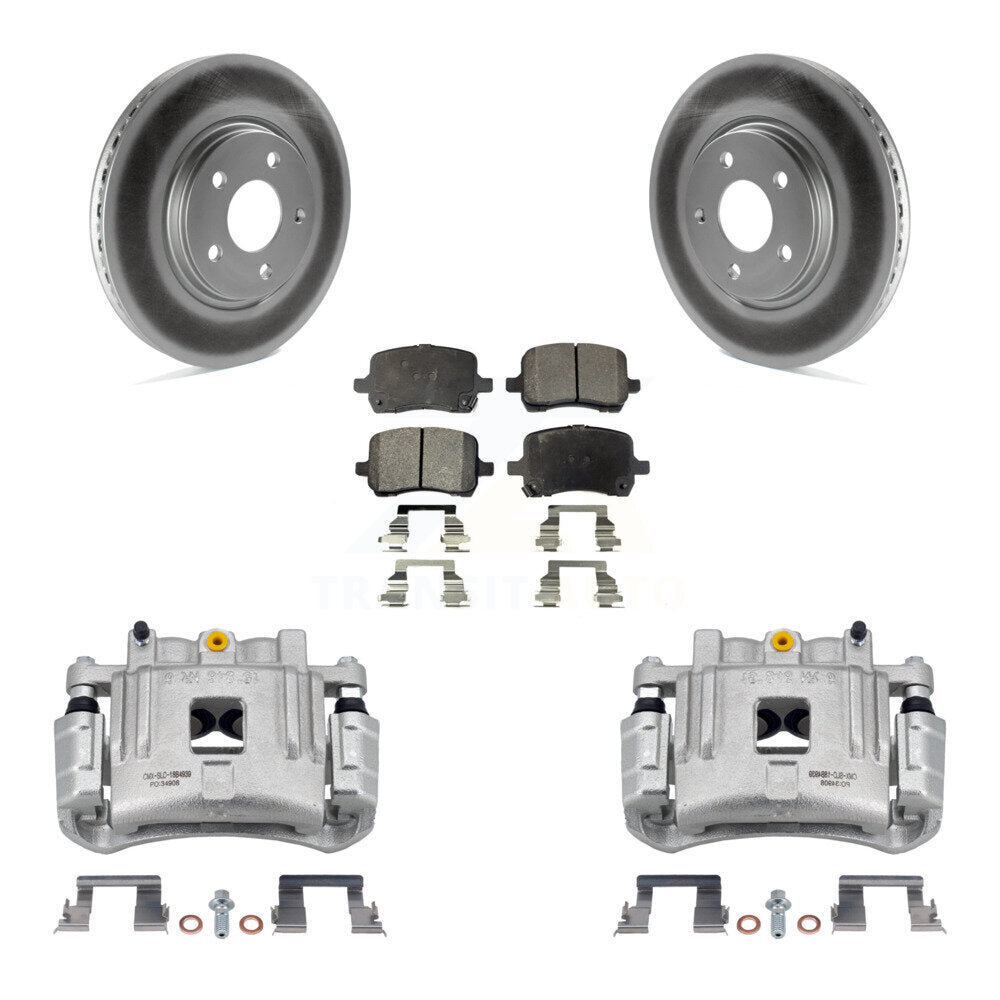 Front Brake Caliper Coat Rotor & Ceramic Pad Kit For Pontiac G6 With Dual Piston KCG-100602T
