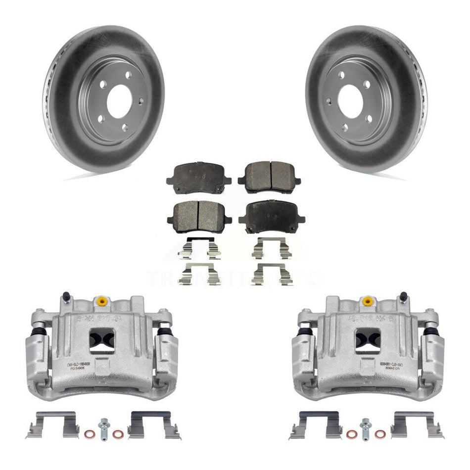 Front Brake Caliper Coat Rotor & Ceramic Pad Kit For Pontiac G6 With Dual Piston KCG-100602T
