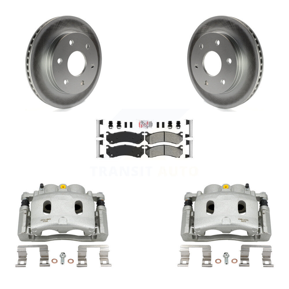 Front Disc Brake Caliper Coat Rotor & Semi-Metallic Pad Kit For Chevrolet Silverado 1500 KCG-100605N