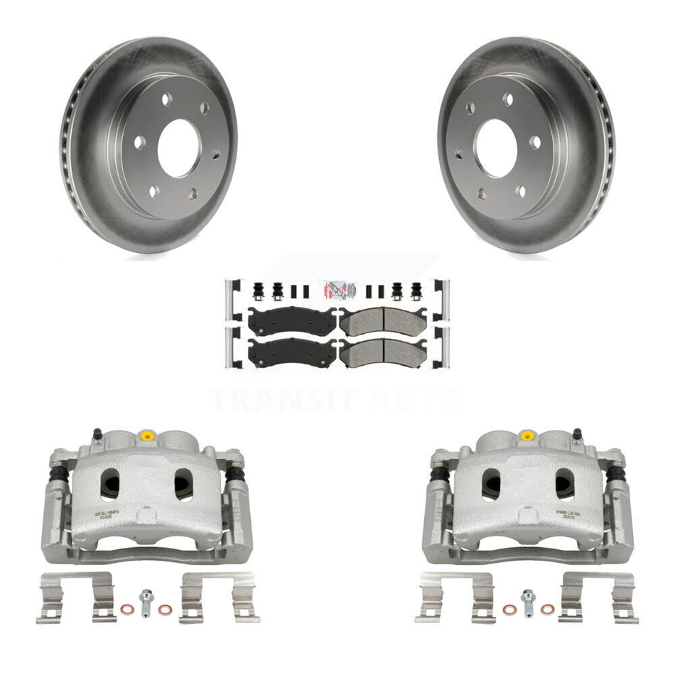 Front Disc Brake Caliper Coat Rotor & Semi-Metallic Pad Kit For Chevrolet Silverado 1500 KCG-100605N