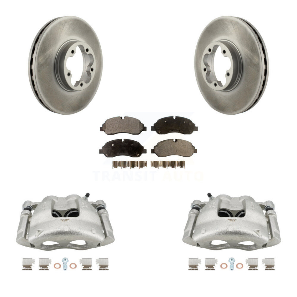 Front Disc Brake Caliper Coated Rotors And Semi-Metallic Pad Kit For Ford Transit-350 HD KCG-100605P