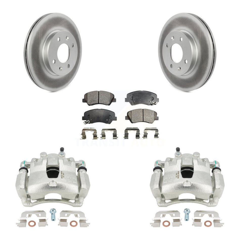 Front Disc Brake Caliper Coat Rotor And Semi-Metallic Pad Kit For Hyundai Accent Kia Rio KCG-100606P