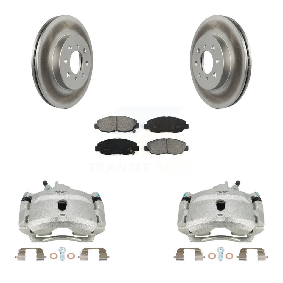 Front Disc Brake Caliper Coated Rotors And Semi-Metallic Pads Kit For Honda Civic KCG-100606S