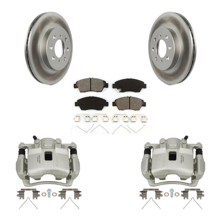 Front Disc Brake Caliper Coated Rotors And Semi-Metallic Pads Kit For Honda Civic KCG-100607S