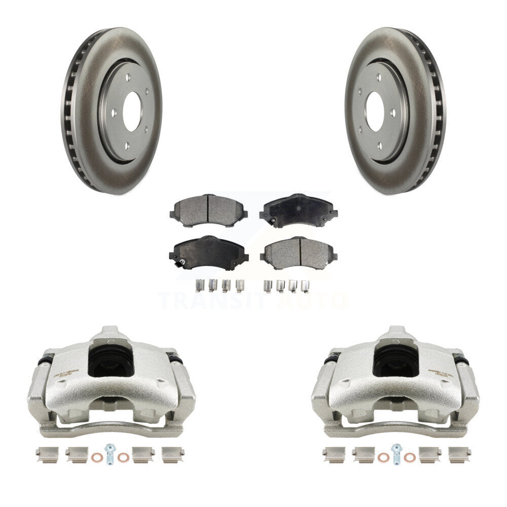 Front Disc Brake Caliper Coat Rotors & Semi-Metallic Pad Kit For 2009-2011 Dodge Journey KCG-100608P