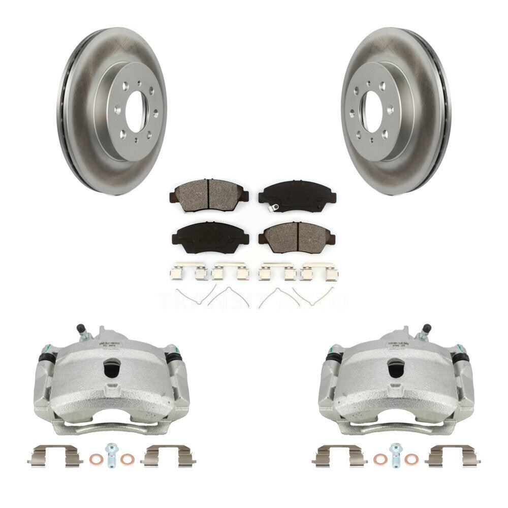 Front Brake Caliper Coat Rotors Semi-Metallic Pad Kit For 04-05 Honda Civic Si with 1.7L KCG-100608S