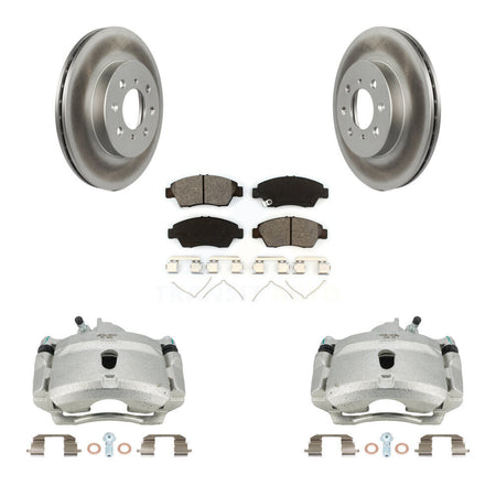 Front Brake Caliper Coat Rotors Semi-Metallic Pad Kit For 04-05 Honda Civic Si with 1.7L KCG-100608S