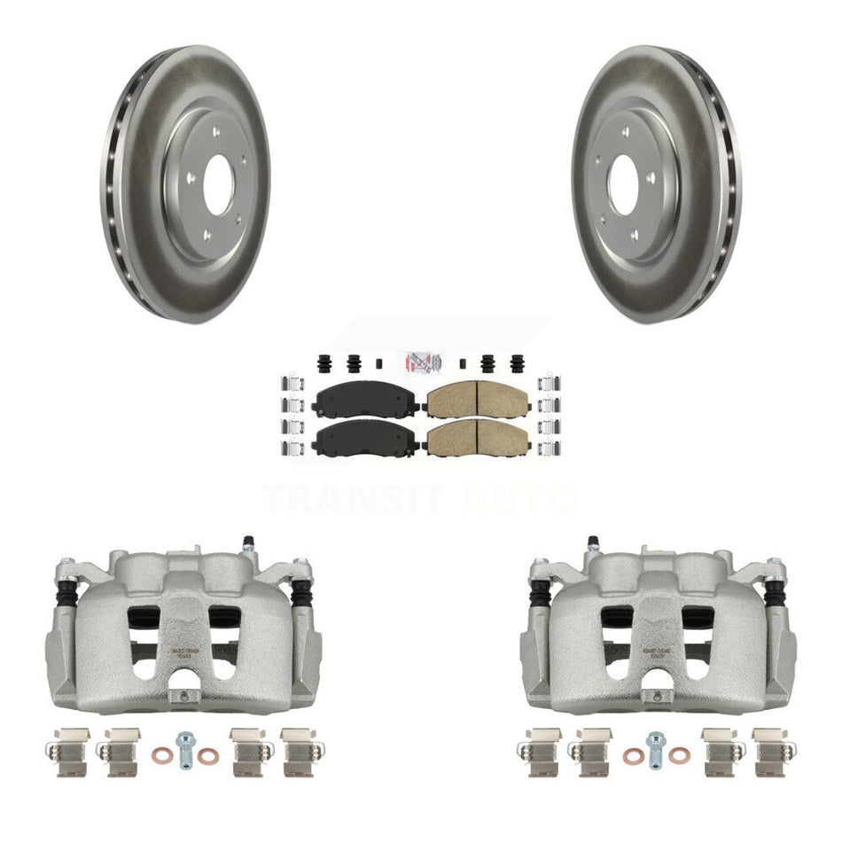 Front Disc Brake Caliper Coated Rotors And Ceramic Pads Kit For 2014-2020 Dodge Journey KCG-100609N