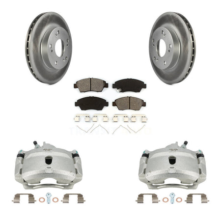 Front Brake Caliper Coat Rotors Semi-Metallic Pad Kit For 04-05 Honda Civic Si with 1.7L KCG-100609S
