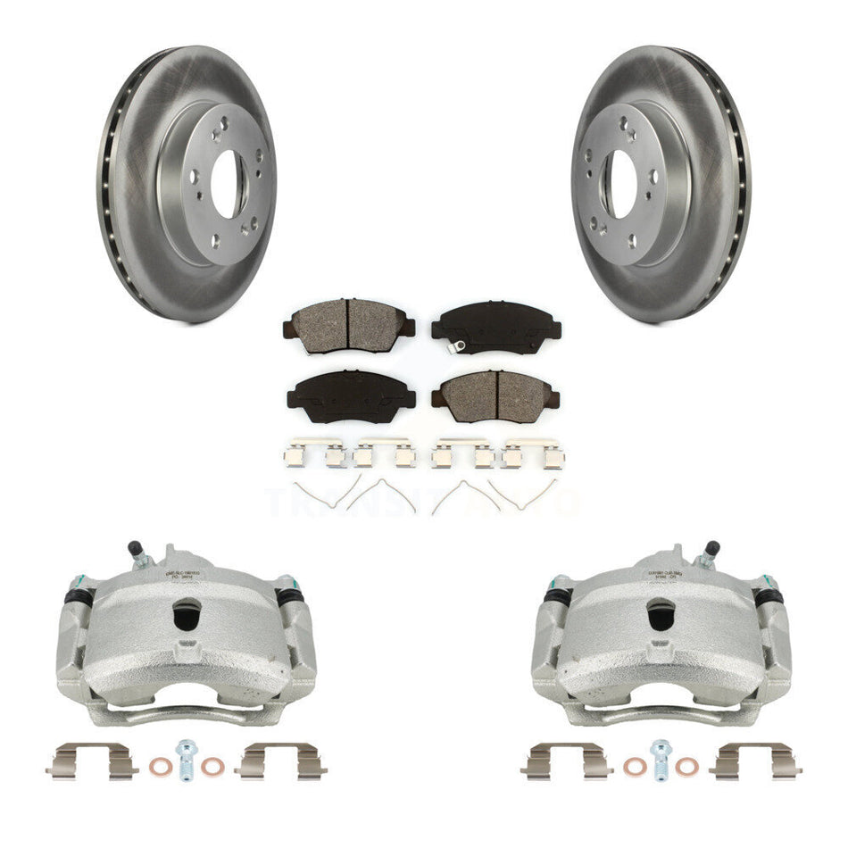 Front Brake Caliper Coat Rotors Semi-Metallic Pad Kit For 04-05 Honda Civic Si with 1.7L KCG-100609S
