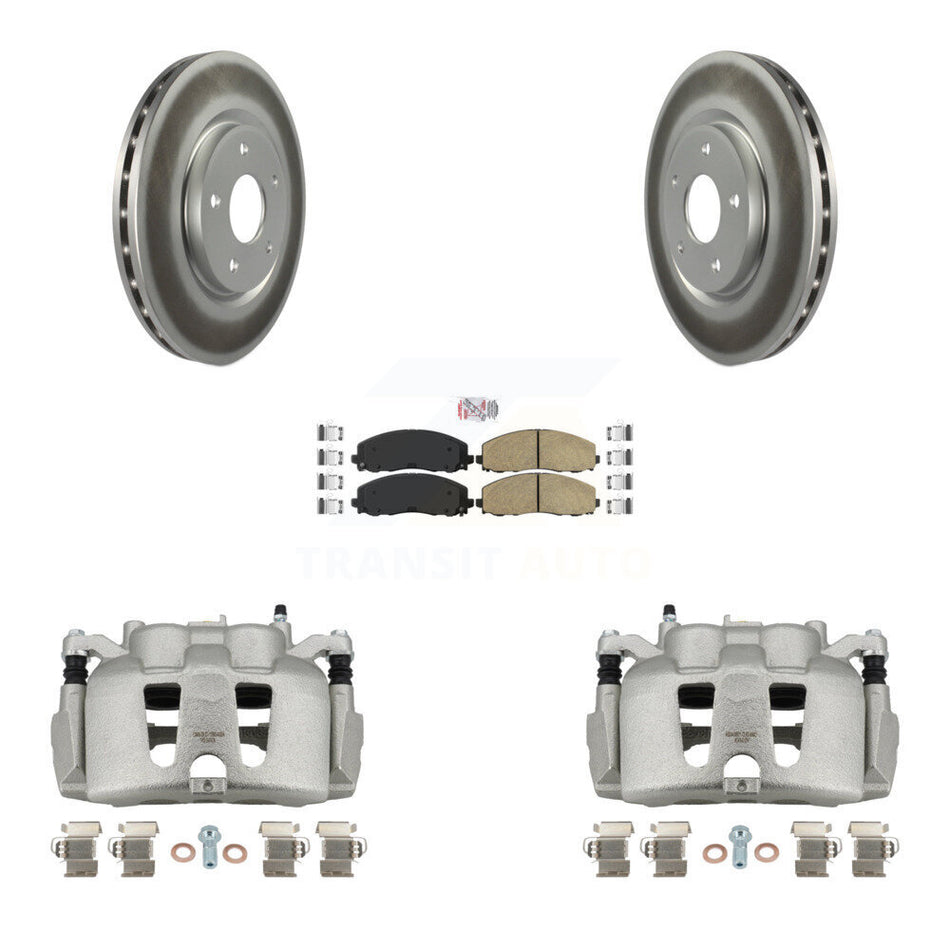 Front Disc Brake Caliper Coated Rotors And Ceramic Pads Kit For 2014-2020 Dodge Journey KCG-100610N
