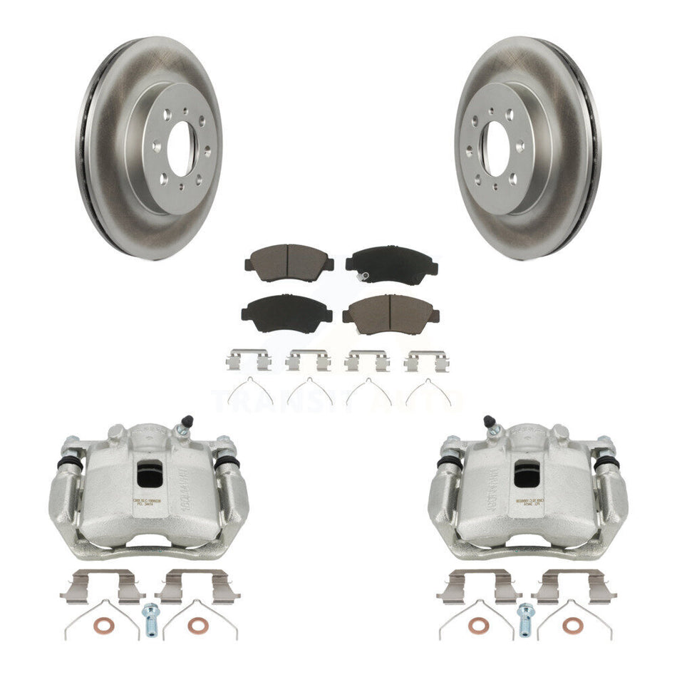 Front Disc Brake Caliper Coated Rotors And Ceramic Pads Kit For Honda Fit KCG-100611C