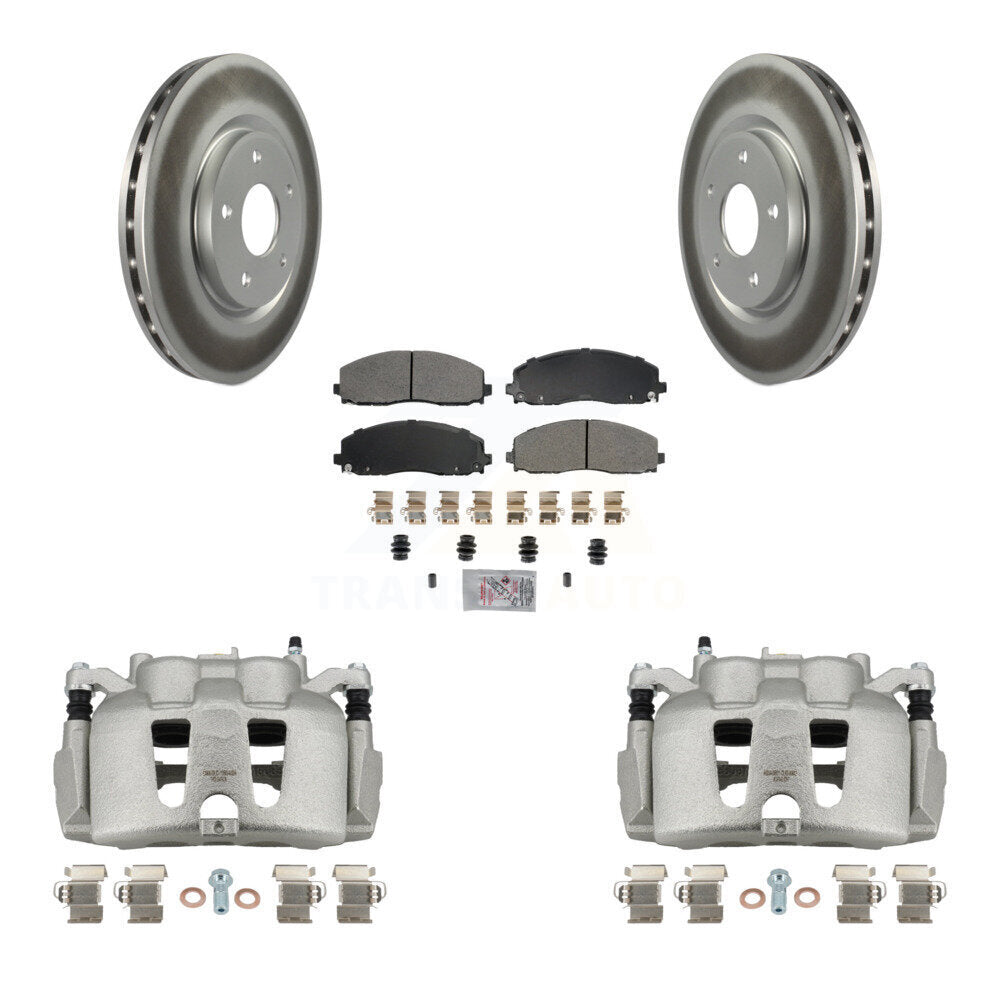 Front Disc Brake Caliper Coat Rotors & Semi-Metallic Pad Kit For 2014-2020 Dodge Journey KCG-100611N