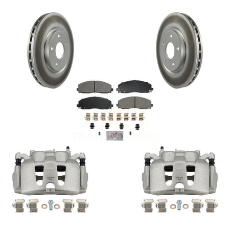 Front Disc Brake Caliper Coat Rotors & Semi-Metallic Pad Kit For 2014-2020 Dodge Journey KCG-100611N