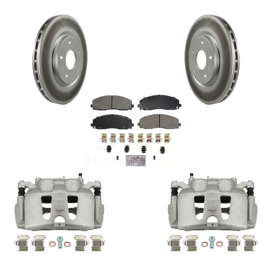 Front Disc Brake Caliper Coat Rotors & Semi-Metallic Pad Kit For 2014-2020 Dodge Journey KCG-100611N