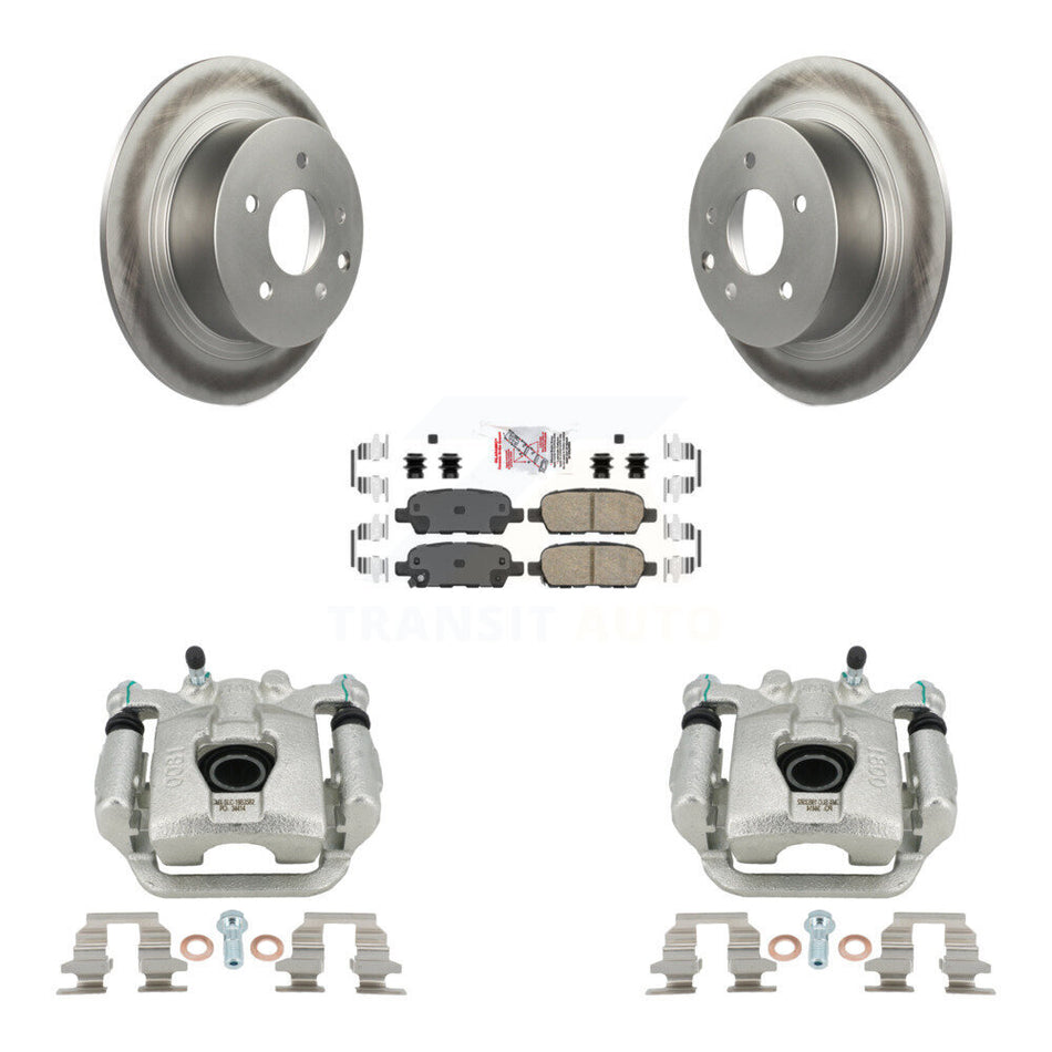Rear Brake Caliper Coat Rotor & Ceramic Pad Kit For 07-12 Nissan Sentra SE-R Spec V KCG-100612N