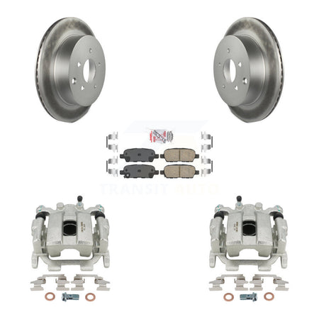 Rear Disc Brake Caliper Coated Rotors And Ceramic Pads Kit For 2009-2012 INFINITI FX35 KCG-100615N by Transit Auto