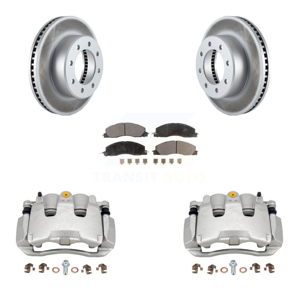 Front Disc Brake Caliper Coat Rotors Ceramic Pad Kit For 2012 Ram 1500 With 8 Lug Wheels KCG-100615T