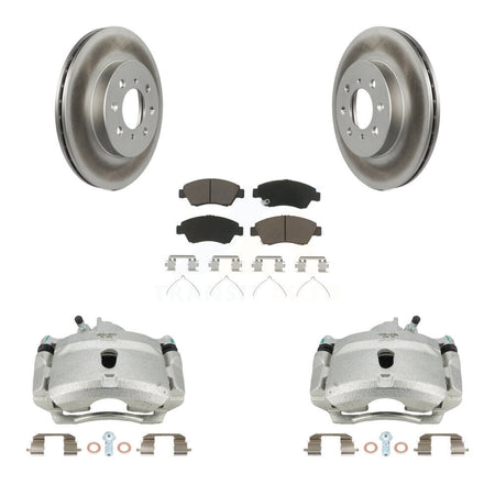 Front Brake Caliper Coat Rotor & Ceramic Pad Kit For 04-05 Honda Civic With 4 Lug Wheels KCG-100616C
