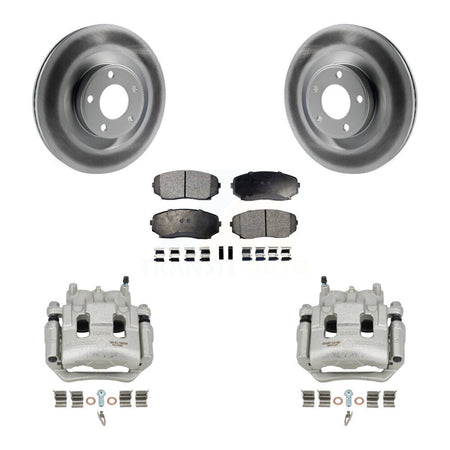 Front Disc Brake Caliper Coat Rotors And Semi-Metallic Pad Kit For Ford Edge Lincoln MKX KCG-100616P