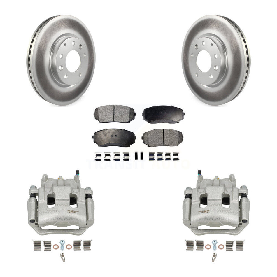 Front Disc Brake Caliper Coat Rotors Semi-Metallic Pad Kit For 2007-2009 Lincoln MKX FWD KCG-100618P